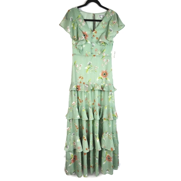 Attic Salt Dresses & Skirts - NWT Attic Salt Green Floral Tiered Skirt Maxi Dress